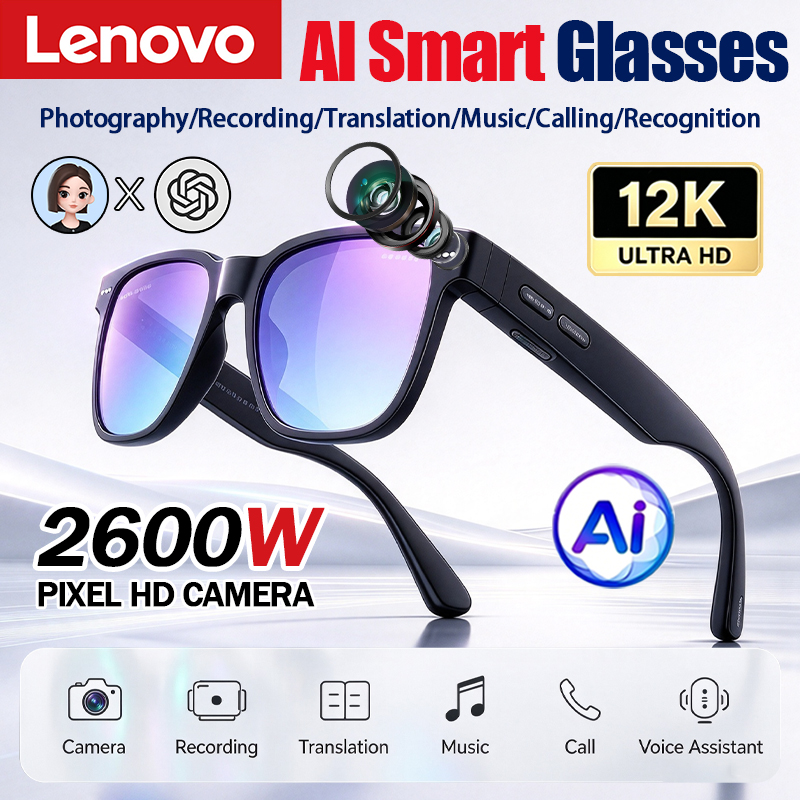 Smart Glasses Lens - Óculos Inteligentes Lenovo AI 12KHD 2600W
